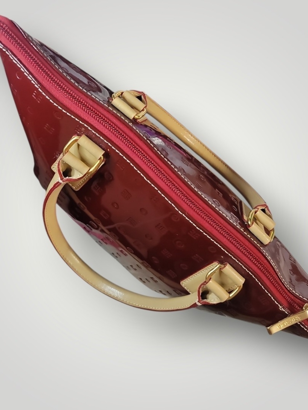 Arcadia Red Patent Tote with Cream Handles - Picture 8 of 10